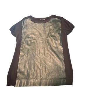 Elio Womens Top Short Sleeve Sz XL Polyvinyl Front Knit Back & Shoulder Preowned